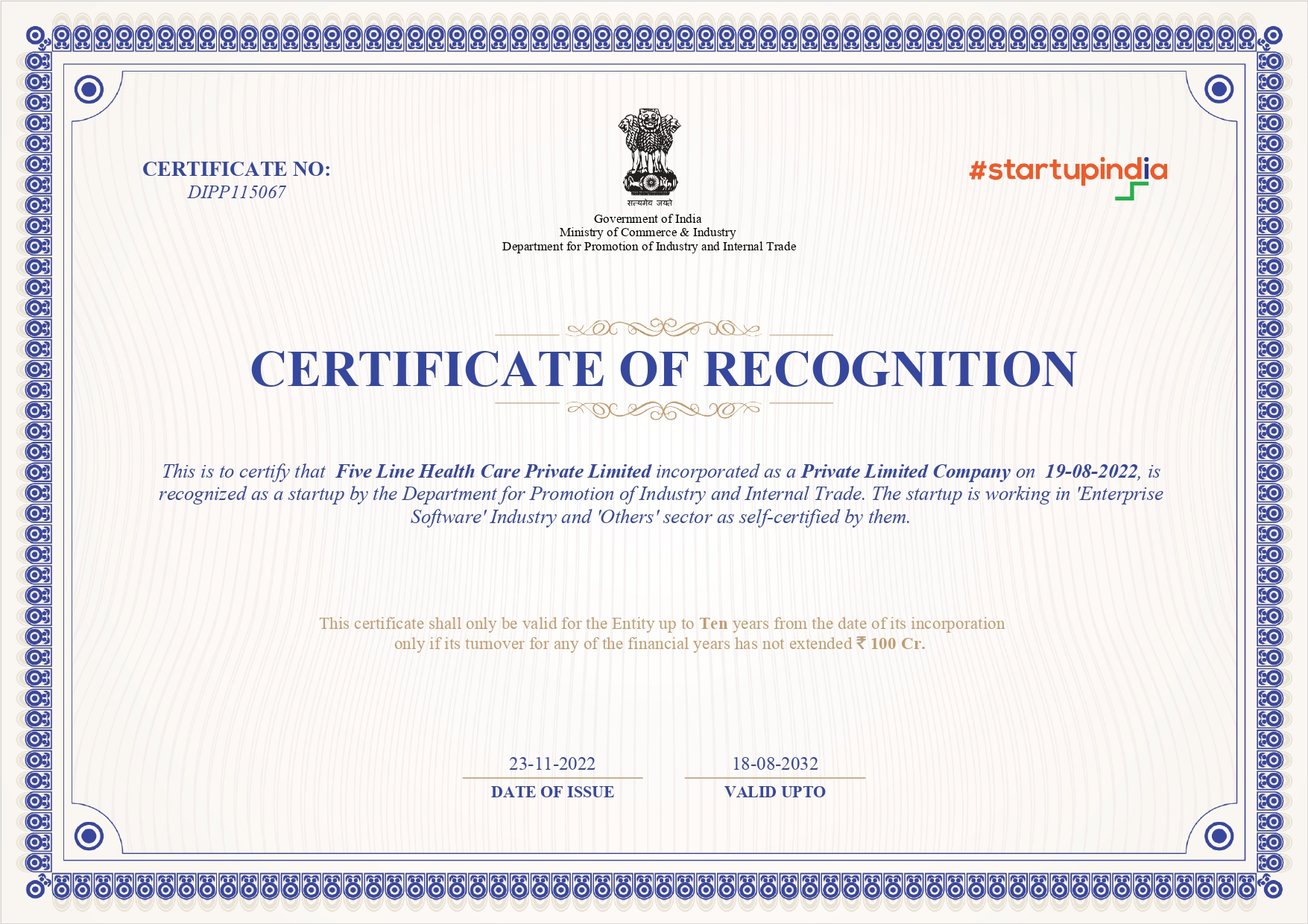 Certified by DPIIT Startup India